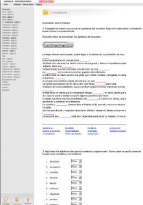 Vocabulario screen