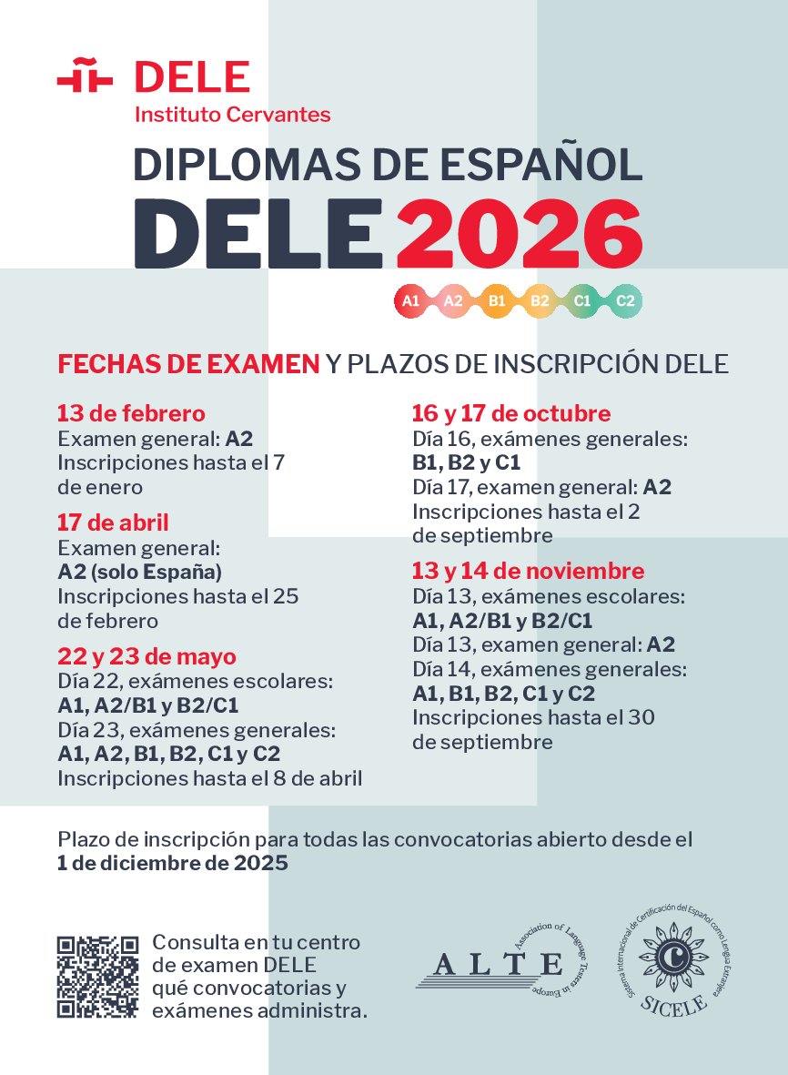 Fechas DELE 2026